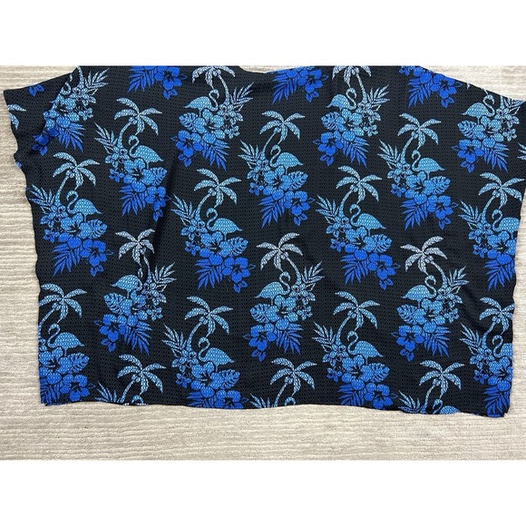 Quacker Factory Top Womens 1X Blue Floral Tropical Poncho Casual - Picture 8 of 11